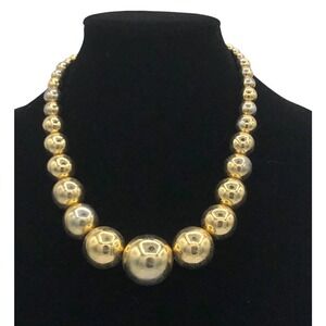 RJ Graziano Necklace Graduated Gold Tone Beaded Signed jewelry Vintage 21” heavy